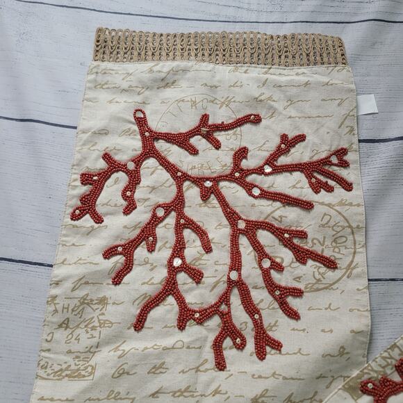 Pier 1 Imports Embroidered Coastal Sea Life Coral Table Runner Fall Autumn 73" - Picture 3 of 5